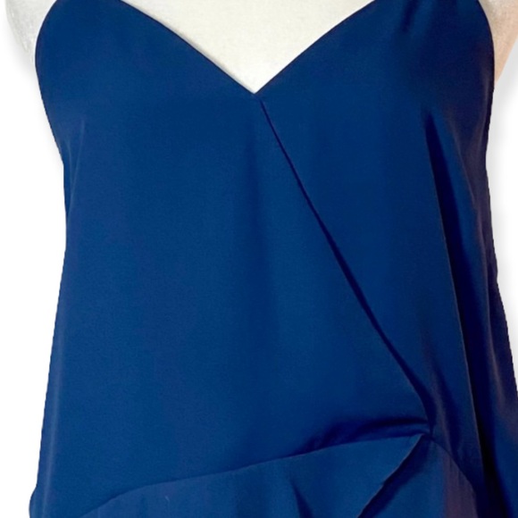 Alya Deep Blue Wrap Style Spaghetti Strap V-neck Ruffled Cami Top Size Medium - Picture 5 of 8